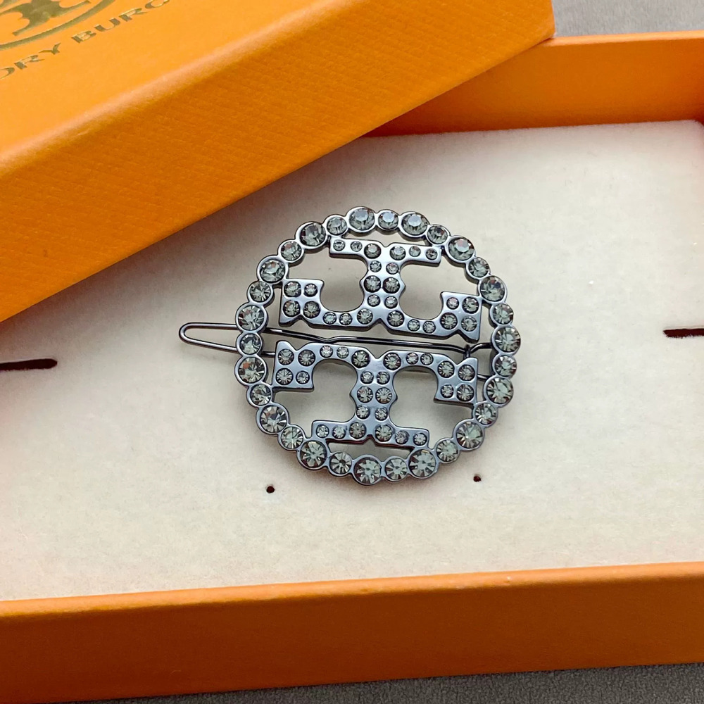 Tory Burch Full Diamond Encrusted Geometric Round Hollow Letter Mother Daughter